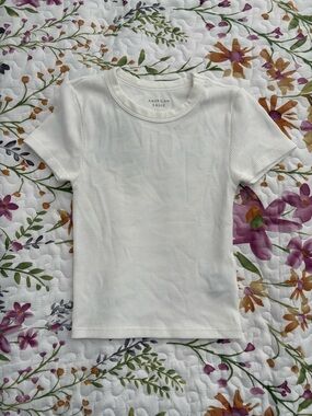 American Eagle Outfitters White Ribbed Short Sleeve Tee